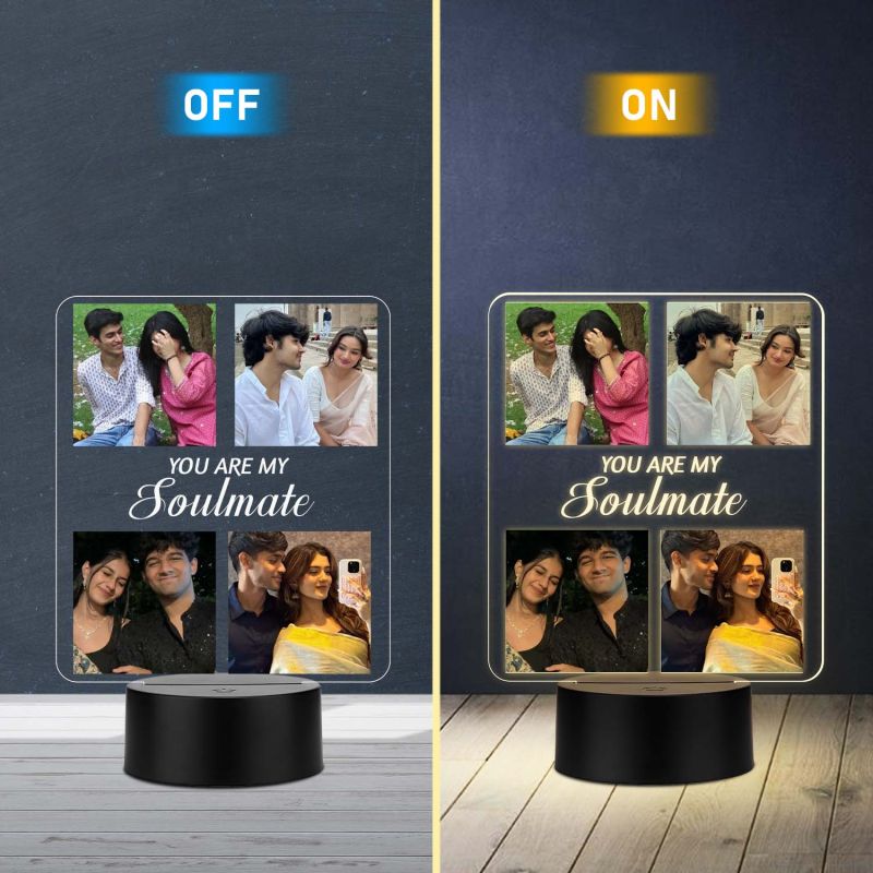 Personalized You are My Soulmate LED Night Lamp with Warm White Light Gift for Wife, Husband, Girlfriend, Boyfriend Birthday Gift for Loveable Person